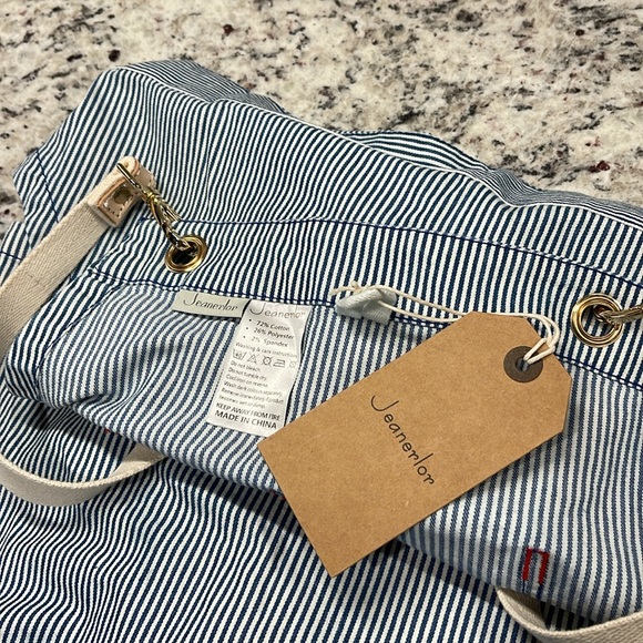 NWT Jeanerlor Blue Striped Denim Apron Cotton Canvas Straps Unisex Chef Gardner - Picture 9 of 9